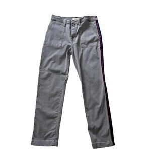 MADEWELL Grey Cotton Pants with Blue, Black and Burgundy Stripe on side Size 28